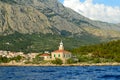 Lighthouse on Makarska riviera beach in Makarska, Croatia