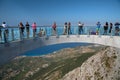 Tourists enjoy views on the newly built skywalk on Biokovo mountain, Makarska riviera, Dalmatia, Croatia Royalty Free Stock Photo