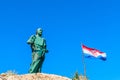 Makarska September 2018 Croatia. Monument to St. Peter of the sea entrance to the Harbor