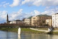 Makartsteg bridge over Salzach River, love locks, Salzburg, Austria Royalty Free Stock Photo