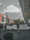 Makassar, Indonesia-11 April 2022- Demonstrators demanding stability in staple food prices and rejecting an 11% tax increase