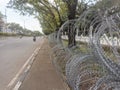 Makassar, Indonesia-11 April 2022- iron fence protecting the South Sulawesi mayor's office to keep out protesters.