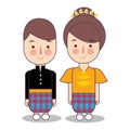 Makassar Macassar province wedding Couple, cute Indonesian traditional clothes costume bride and groom cartoon vector Royalty Free Stock Photo