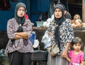 Muslima shoppers at Terong Street Market in Makassar, South Sulawesi, Indonesia Royalty Free Stock Photo