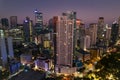 Makati, Philippines - View of the evening skyline of the Makati Central Business District from about 30 storeys up Royalty Free Stock Photo