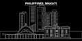 Makati silhouette skyline. Philippines - Makati vector city, filipino linear architecture, buildings. Makati travel