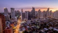 Makati skyline at sunset. Cityscape of Makati, Metro Manila, Philippines. View of Salcedo Village District and Bel Air Royalty Free Stock Photo