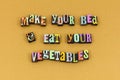 Make bed eat vegetables children typography Royalty Free Stock Photo