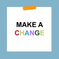 make a change post it on blue Royalty Free Stock Photo