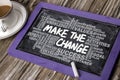 make the change with related word cloud hand drawing on blackboard Royalty Free Stock Photo