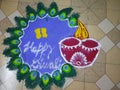 Make a  colorful rangoli in diwali with dipak image Royalty Free Stock Photo