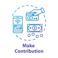 Make contribution concept icon. Partnership. Donation online. Money transaction. Credit card. Corporate funding Royalty Free Stock Photo