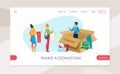 Make donation web application website banner, template landing webpage mobile app flat vector illustration, charity work Royalty Free Stock Photo