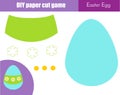 Make Easter Egg with glue and scissors. Paper cutting activity. DIY children educational creative game.