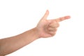 Make a fist with one hand and extend your index finger to point forward