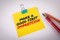 Make a Good First Impression. Notepad with text on white table Royalty Free Stock Photo