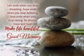 Make life beautiful quote text with zen stones background. Inspirational concept. Royalty Free Stock Photo