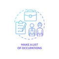 Make list of occupations blue gradient concept icon