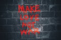 Make love not war graffiti on the wall Royalty Free Stock Photo