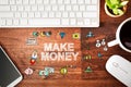 Make Money concept with workstation Royalty Free Stock Photo