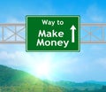 Make money Green Road Sign Royalty Free Stock Photo