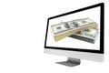 Make money online. Business concept with making profit using internet. Laptop computer with money. Making money online concept. Us Royalty Free Stock Photo