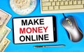 Make money online. The text label on the smartphone screen.