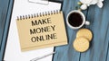 Make money online text on notepad Royalty Free Stock Photo