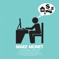 Make Money Person Working With Laptop.