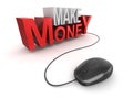 Make money text and computer mouse Royalty Free Stock Photo