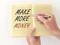 Make more money inscription words. Financial ambitions concept