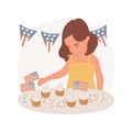 Make patriotic cupcakes isolated cartoon vector illustration. Royalty Free Stock Photo