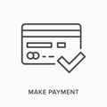 Make payment flat line icon. Vector outline illustration of online wallet. Black thin linear pictogram for credit card