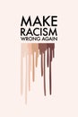 Make racism wrong again sticker, badge, art. Anti racial, stop discrimination, xenophobia vector. Solidarity, tolerance sign,