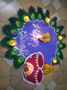 Make a rangoli in diwali And decorate with dipak Royalty Free Stock Photo
