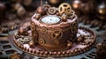 Make a steampunk-inspired birthday scene with gears Royalty Free Stock Photo