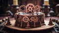 Make a steampunk-inspired birthday scene with gears Royalty Free Stock Photo