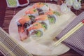 The make sushi roll at home simple Royalty Free Stock Photo