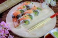 The make sushi roll at home simple Royalty Free Stock Photo