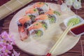 The make sushi roll at home simple Royalty Free Stock Photo