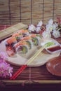 The make sushi roll at home simple Royalty Free Stock Photo