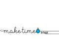 Make time. Be happy. Banner, poster with motivational quote and stopwatch. Text lettering, slogan inspirational saying about time.
