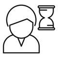 Make time for late work icon outline vector. Tired person