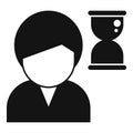 Make time for late work icon simple vector. Tired person