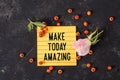 Make today amazing text in memo Royalty Free Stock Photo