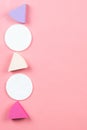 Make up application sponges and make up removal cotton pads on pink background Royalty Free Stock Photo