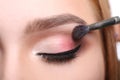 Make-up artist apply eyeshadow with brush, beauty Royalty Free Stock Photo