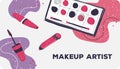 Make up artist business card with palette vector