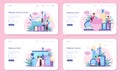 Make up artist concept web banner or landing page set.