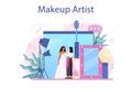 Make up artist concept. Woman doing a beauty procedure, applying